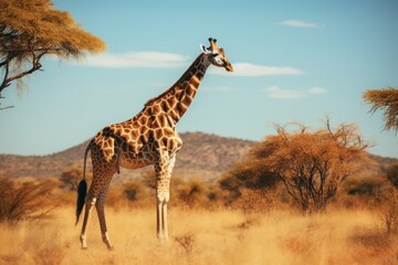 Sticker - Savanna giraffe grassland wildlife.