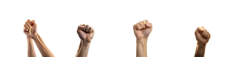 Hand holding up a lightning bolt isolated on white background. Generative AI.