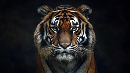 Wall Mural - Close-up Portrait of a Majestic Tiger with Intense Eyes