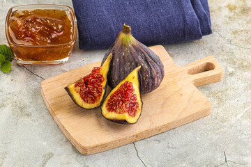 Purple ripe fig with cut