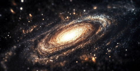 Wall Mural - Spiral galaxy is glowing and swirling in the vast expanse of deep space. High quality photo