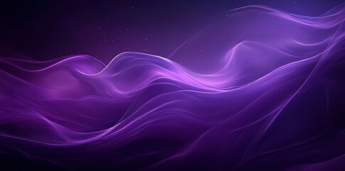 Wall Mural - Abstract Purple Wavy Background with Glowing Particles