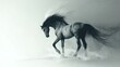© Penatic Studio - A Black Horse Galloping Through a Mist-Filled Landscape