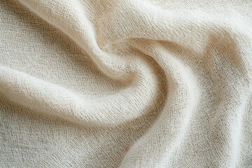 Wall Mural - Close-up of Beige Woven Fabric with Wrinkles