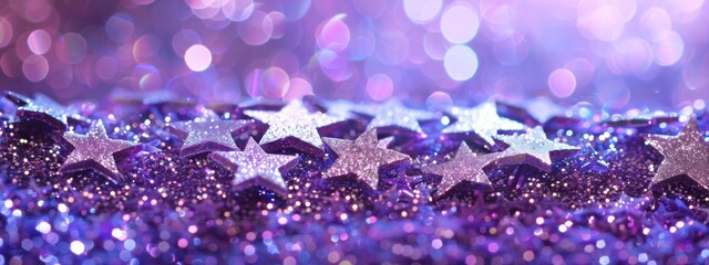 Wall Mural - purple background with white purple stars.