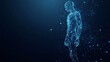 © Mentari - Abstract vector image of a human Brine . Low poly wire frame blue illustration on dark background. Lines and dots. Best idea concept. Low Poly Wireframe 3D Vector illustration in blue