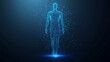 © Mentari - Abstract vector image of a human Brine . Low poly wire frame blue illustration on dark background. Lines and dots. Best idea concept. Low Poly Wireframe 3D Vector illustration in blue