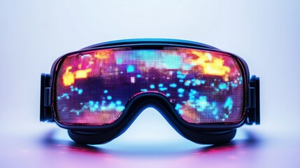 Futuristic Goggles with LED Lights and Colorful Display