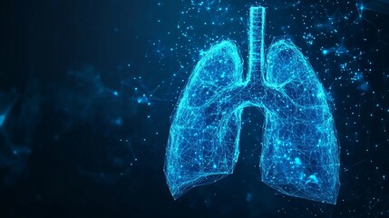 Wall Mural - lungs. Low poly blue. Polygonal abstract health illustration. Low Poly Wireframe 3D Vector illustration in blue 