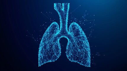 Wall Mural - lungs. Low poly blue. Polygonal abstract health illustration. Low Poly Wireframe 3D Vector illustration in blue 