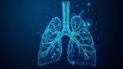 Wall Mural - lungs. Low poly blue. Polygonal abstract health illustration. Low Poly Wireframe 3D Vector illustration in blue 