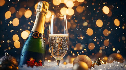 'decorations. background. champagne Happy Festive year spray Christmas new sparkles confetti concept Bottle background decoration abstract celebration decor champaign merry wine gla'