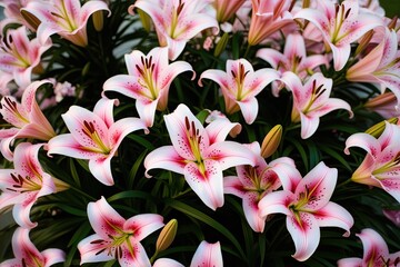 Delicate Pink Lilies Floral Motif for Garden Decor and Bridal Celebrations