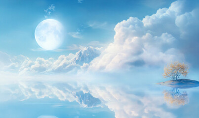 Wall Mural - blue sky and clouds-generative ai