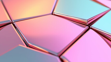 Wall Mural - Futuristic Chrome Abstract Geometric Shapes with Ray Tracing Reflections - High Resolution 3D Render