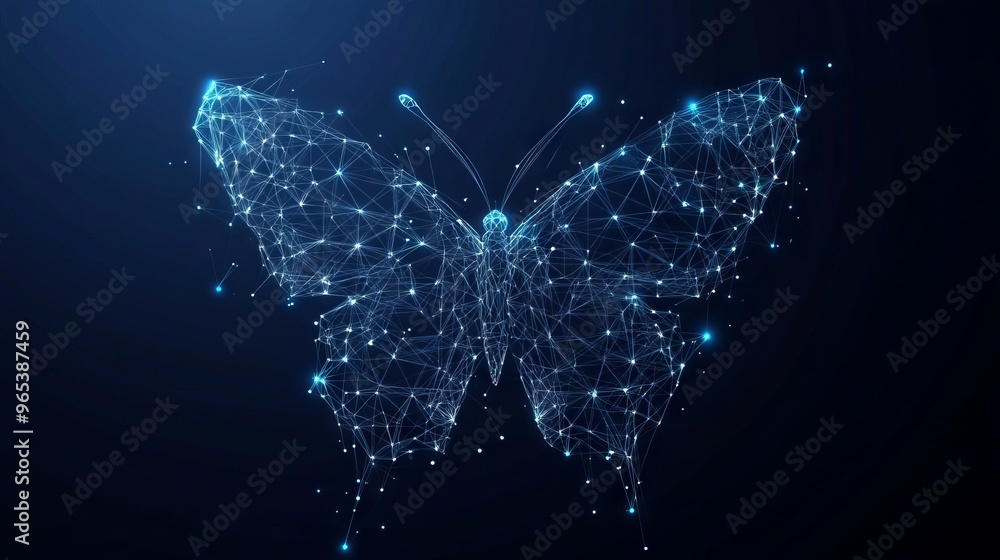 Butterfly composed of polygon. Low poly vector illustration of a starry ...