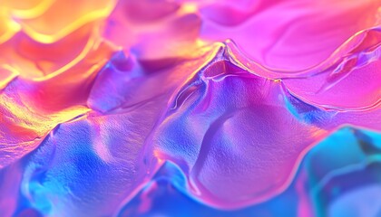 Wall Mural - A glowing and neon colored surface with a crumpled texture