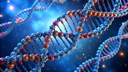 A sequence of three DNA nucleotides, known as codons, encode a specific amino acid in proteins, arranged in a double helix structure.