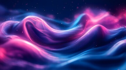 Wall Mural - Abstract Blue and Pink Swirling Liquid with Glowing Particles