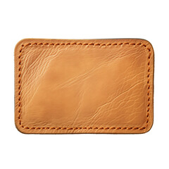 stitched tan leather patch with textured surface