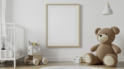 Frame mockup in a child room interior, nursery interior 