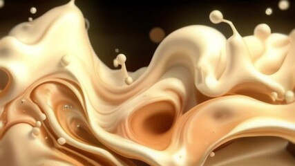 Aufkleber - Abstract animation with flowing milk and coffee