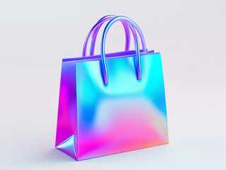 3D laser shopping bag element, white background, a shopping bag, laser style, elements