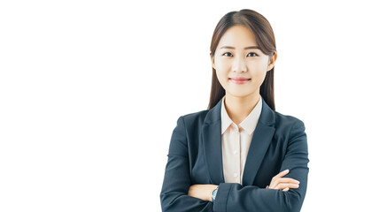 Young experienced asian businesswoman boss isolated on transparent background PNG.

