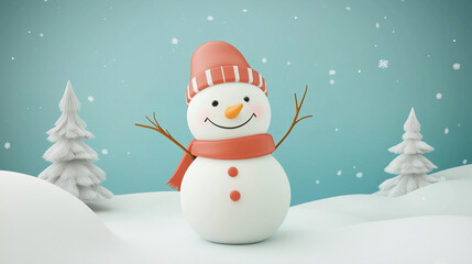 Poster - Christmas Snowman Clipart Background