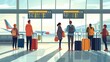 © CreativeLoom - A group of people are waiting to board a plane at an airport