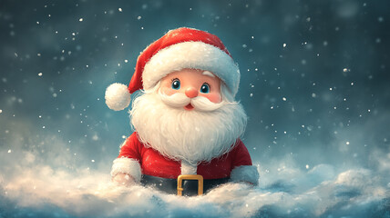 Wall Mural - A red Christmas banner with a picture of Santa Claus. A place for the text. An advertising banner.