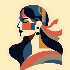 Flat Style Minimalist Portrait; Simplified, flat illustration of people with minimal features but strong color blocking and composition. This style has simplicity and abstract nature.