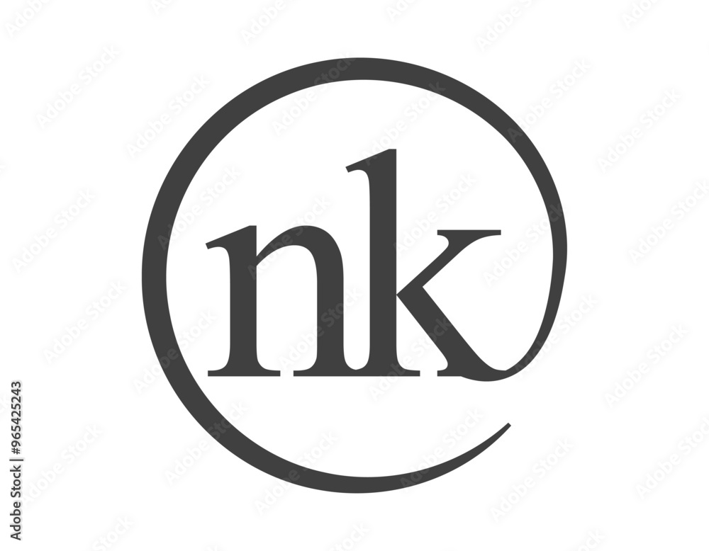 Nk Sign NK logo from two letter with circle shape email sign style. N and K ...