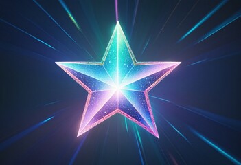 Sticker - colorful star with light, illustration