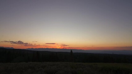 Wall Mural - Perfect Sunset Forest Mountain In Silhouettes. Timelapse
