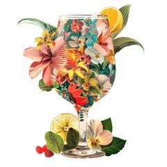 Canvas Print - Flower Collage cocktail flower beverage blossom.