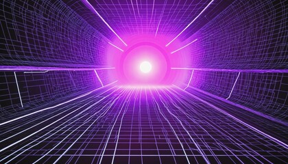 Synthwave wireframe net illustration with smoke or fog - Background, Wall Paper, Banner, Design