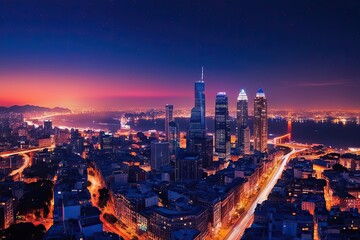 Stunning Night Cityscape Wallpaper Digital Art Urban Landscape Background