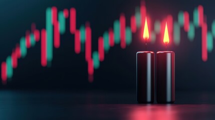 Futuristic Digital Financial Analysis of Volatile Energy Prices in Oil Market - 3D Illustration with Copy Space