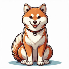 Sticker - Cute Shiba Inu Dog Vector Cartoon illustration