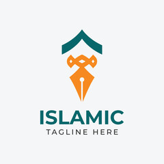 Wall Mural - islamic logo pen and ornament shape icon illustration design.