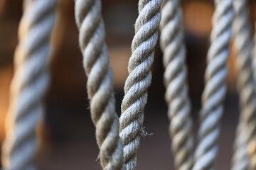 Canvas Print - A close-up shot of a rope with a blurry background, suitable for use in illustrations or designs where texture and detail are important.