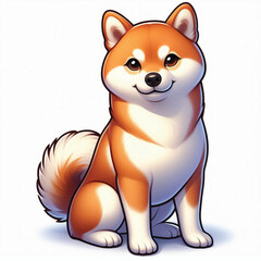 Sticker - Cute Shiba Inu Dog Vector Cartoon illustration