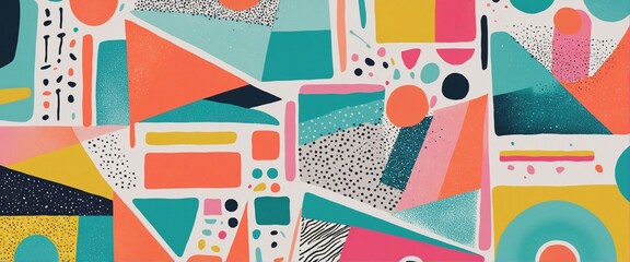 Colorful trendy abstract geometric shape set illustration
