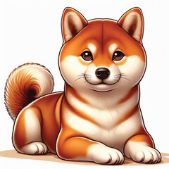 Poster - Cute Shiba Inu Dog Vector Cartoon illustration