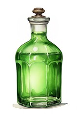 Sticker - Bottle glass green white background.