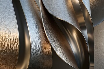 Wall Mural - Modern Textured Metal Design with Elegant Curves and Shiny Finishes