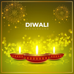 Wall Mural - Vector illustration of Happy Diwali decorative background template