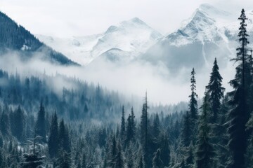 Poster - Mountain forest landscape outdoors.