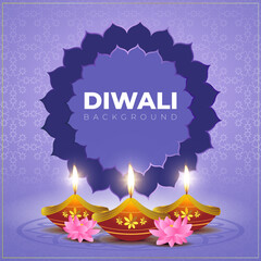 Canvas Print - Vector illustration of Happy Diwali decorative background template